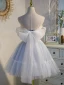 Chic / Belle Bleu Ciel Volants Perle En Dentelle Fleur Anniversaire Robe De Fête 2022 Princesse Bretelles Spaghetti Sans Manches Dos Nu Noeud Longue Cocktail Robe De Ceremonie