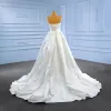 High-end Ivory Trumpet / Mermaid Corset Wedding Dresses 2023 Strapless Beading Pearl Sequins Sleeveless Backless Court Train Wedding