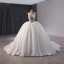 Luxury / Gorgeous White Handmade  Beading Rhinestone Sequins Wedding Dresses 2024 Ball Gown Scoop Neck Sleeveless Backless Chapel Train Wedding