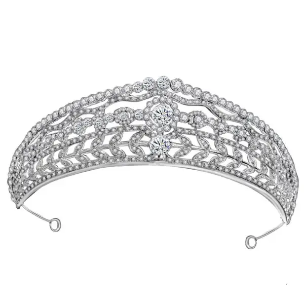 Charmant Argenté Faux Diamant Zircon Mariage Tiare 2022 Alliage Accessoire Cheveux Mariage Accessoire Cheveux Mariage Tiare
