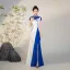 Chinese style White With Cloak Split Front Evening Party Cheongsam 2025 Trumpet / Mermaid High Neck Short Sleeve Floor-Length / Long Cheongsam / Qipao