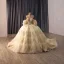 Luxury / Gorgeous Sparkly Champagne Beading Pearl Sequins Ruffle Wedding Dresses 2026 Ball Gown Sweetheart Sleeveless Backless Bow Chapel Train