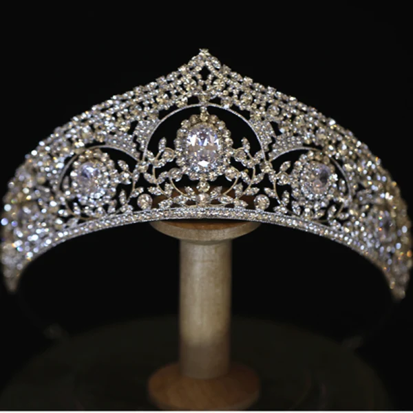 Glitter Zilveren Rhinestone Huwelijk Tiara 2022 Zirkonium Legering Tiara Bruids Haaraccessoires