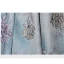 Elegant Sky Blue Printing Prom Dresses 2022 A-Line / Princess Off-The-Shoulder Short Sleeve Backless Floor-Length / Long Prom Formal Dresses