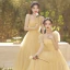 Modest / Simple Daffodil Bridesmaid Dresses 2022 A-Line / Princess Short Sleeve Backless Floor-Length / Long Bridesmaid