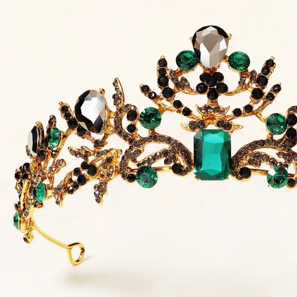 Uvanlig Grønn Krystall Rhinestone 2022 Bryllup Tiara Har Tilbehor Legering