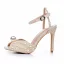 Sexy Champagne Pearl Wedding Shoes 2024 Ankle Strap 10 cm Stiletto Heels Open / Peep Toe Wedding Sandals High Heels