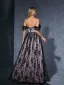 Chic / Beautiful Purple Lace Flower Prom Dresses 2025 A-Line / Princess Off-The-Shoulder Sleeveless Backless Floor-Length / Long Prom Formal Dresses