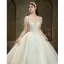 High-end Ivory Beading Pearl Rhinestone Sequins Wedding Dresses 2022 Ball Gown Scoop Neck Short Sleeve Backless Royal Train Wedding