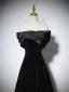 Elegante Schwarz Glanz Ballkleider 2024 A Linie Off Shoulder Ärmellos Rückenfreies Lange Ball Festliche Kleider