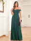 Bling Bling Dark Green Sequins Evening Dresses 2024 A-Line / Princess Off-The-Shoulder Sleeveless Backless Floor-Length / Long Evening Party Formal Dresses