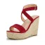 Schöne Schwarz Strassenmode Flechten Sandalen Damen 2022 Knöchelriemen 11 cm Keilabsatz Peeptoes Sandaletten