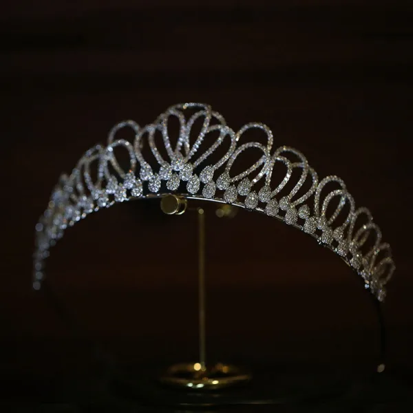 Charming Silver Rhinestone Wedding Tiara 2022 Zircon Bridal Hair Accessories