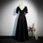 Chic / Beautiful Black Pearl Satin Evening Dresses 2023 A-Line / Princess Square Neckline Short Sleeve Backless Floor-Length / Long Evening Party Formal Dresses