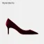 Chic / Beautiful Dark Green Suede Evening Party Pumps 2026 Leather 10 cm Stiletto Heels Pointed Toe High Heels