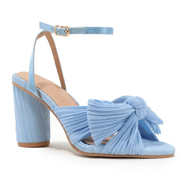 Sexy Blanche Été Vêtement de rue Sandales Femme 2023 Bride Cheville Noeud 8 cm Talons Épais Peep Toes / Bout Ouvert Sandales Talons Hauts