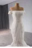 High End Weiß Perlenstickerei Pailletten Brautkleider / Hochzeitskleider 2024 Meerjungfrau Off Shoulder Ärmellos Rückenfreies Sweep / Pinsel Zug Hochzeit