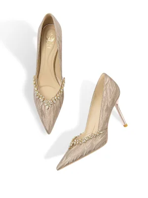 Bling Bling Champagne Rhinestone Leather Wedding Shoes 2026 8 Cm Stiletto Heels Pointed Toe Wedding Pumps