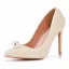 Modest  Ivory Pearl Wedding Shoes 2021 11 cm Stiletto Heels Pointed Toe Wedding Pumps High Heels