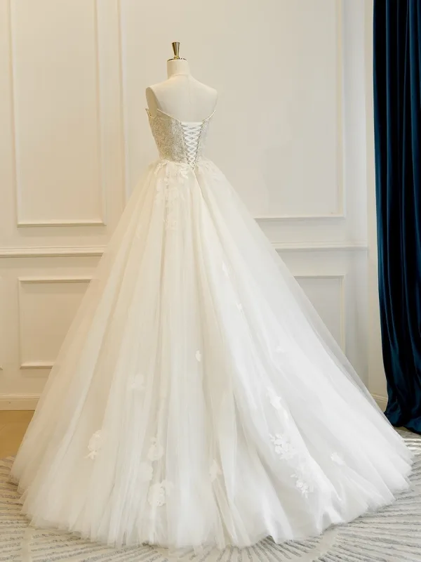 Stunning A-Line / Princess Ivory Beading Lace Wedding Dresses 2025 U-Neck Crossed Straps Sleeveless Tulle