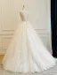 Stunning A-Line / Princess Ivory Beading Lace Wedding Dresses 2025 U-Neck Crossed Straps Sleeveless Tulle