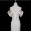 High End Weiß Perlenstickerei Spitze Blumen Korsett Brautkleider / Hochzeitskleider 2026 Meerjungfrau Off Shoulder Kurze Ärmel Rückenfreies Sweep / Pinsel Zug