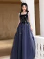 Chic / Beautiful Purple Lace Flower Prom Dresses 2025 A-Line / Princess Spaghetti Straps Sleeveless Backless Floor-Length / Long Prom Formal Dresses