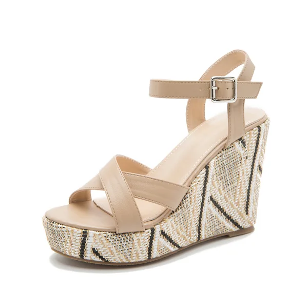 Fashion Yellow Street Wear Summer Womens Sandals 2022 11 cm Wedges Open / Peep Toe Sandals