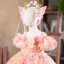Flower Fairy Blushing Pink Appliques Birthday Flower Girl Dresses 2025 Ball Gown Pearl Spaghetti Straps Puffy Short Sleeve Backless Floor-Length / Long