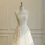 High-end Champagne Handmade  Lace Flower Wedding Dresses 2026 A-Line / Princess Spaghetti Straps Sleeveless Backless Floor-Length / Long Wedding