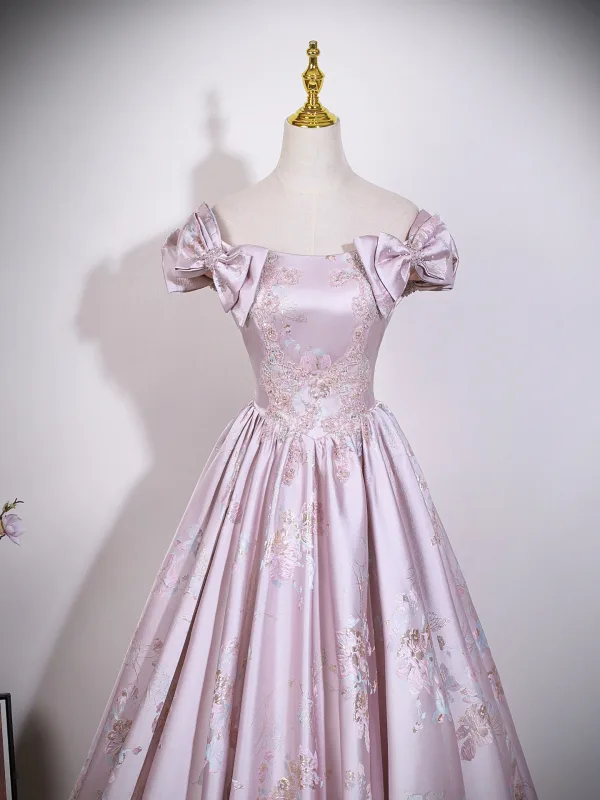 Schön Pearl Rosa Perlenstickerei Stickerei Schleife Ballkleider 2026 A Linie Bandeau Ärmellos Rückenfreies Lange Festliche Kleider