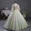 Elegant Sage Green Beading Appliques Prom Dresses 2023 V-Neck Short Sleeve Backless Floor-Length / Long Prom Formal Dresses