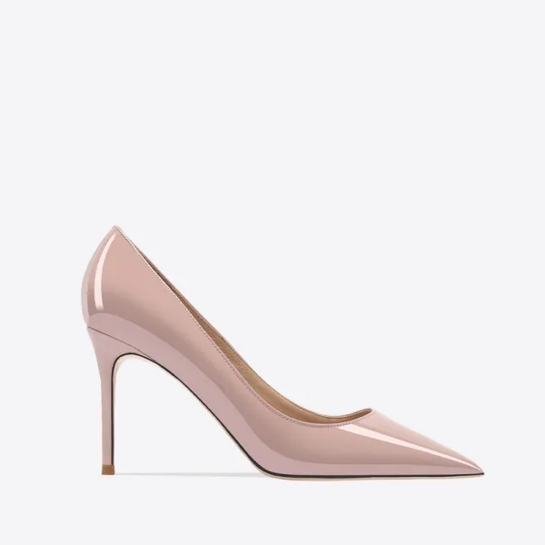 Mode Blozen Roze Kantoor OL Lakleer Pumps 2025 Leer 10 cm Naaldhakken / Stiletto Spitse Neus Pumps Hoge Hakken