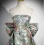 Fashion Multi-Colors Printing Prom Dresses 2024 A-Line / Princess Strapless Sleeveless Backless Bow Sweep Train Prom Formal Dresses