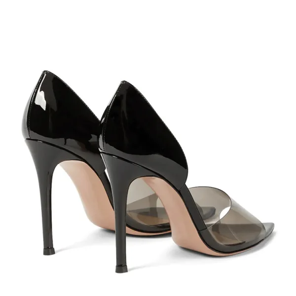Schöne Schwarz Abend Sandalen Damen 2022 11 cm Stilettos Peeptoes Sandaletten Hochhackige