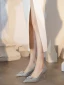 Scintillantes Charmant Argenté Paillettes Perle Chaussure De Mariée 2022 Cuir 8 cm Talons Aiguilles À Bout Pointu Mariage Escarpins Talons Hauts