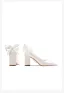 Elegante Weiß Leder Satin Schleife Brautschuhe 2023 7 cm Thick Heels Spitzschuh Hochzeit Pumps Hochhackige