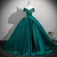 Vintage / Retro Olive Green Beading Sequins Prom Dresses 2025 Ball Gown Off-The-Shoulder Short Sleeve Backless Floor-Length / Long Formal Dresses