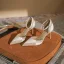 Fashion Two Tone Khaki Street Wear Womens Shoes 2022 8 cm Stiletto Heels Ankle Strap Pointed Toe Womens Shoes High Heels