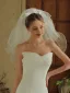 Modest / Simple White Bridal Wedding Veils 2025 Tulle