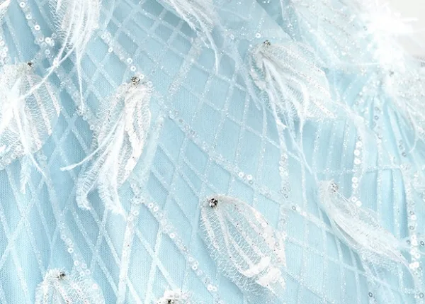Classy Sky Blue Beading Rhinestone Sequins Birthday Flower Girl Dresses 2024 Ball Gown High Neck Sleeveless Floor-Length / Long Tulle