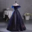 Vintage / Originale Bleu Marine Paillettes Robe De Bal 2023 Robe Boule De l'épaule Gland Sans Manches Dos Nu Longue Promo Robe De Ceremonie