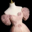 Chic / Belle Rougissant Rose Appliques Paillettes Robe De Bal 2023 Princesse De l'épaule Perle Faux Diamant Manches Courtes Dos Nu Longue Robe De Ceremonie