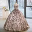 Vintage Champagner Blumen Ballkleider Ballkleid 2023 Bandeau Ärmellos Rückenfreies Lange Ball Festliche Kleider
