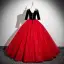 Vintage / Retro Burgundy Beading Sequins Prom Dresses 2025 Ball Gown V-Neck Short Sleeve Backless Floor-Length / Long Prom Formal Dresses