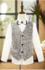 Scintillantes Gris Paillettes Manches Longues Costume Garçon Mariage 2025 Mariage Bijoux De Corps Manteau Pantalon Chemise Cravate Gilet