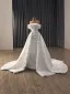 High End Elegante Weiß Handgefertigt Perlenstickerei Applikationen Pailletten Satin Brautkleider / Hochzeitskleider 2025 Ballkleid Off Shoulder Ärmellos Rückenfreies Kapelle-Schleppe