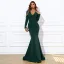 Vintage / Retro Burgundy Split Front Evening Dresses 2022 Trumpet / Mermaid V-Neck Long Sleeve Floor-Length / Long Evening Party Formal Dresses
