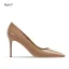 Schöne Nude Handgefertigt Lackleder Ball Pumps 2024 Leder 8 cm Stilettos Spitzschuh Pumps Hochhackige