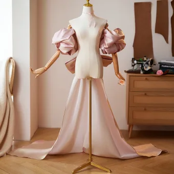 Gama Alta Encantador Rosa Clara Noche Bowknot Gala Chal Chaquetas Abrigos 2024